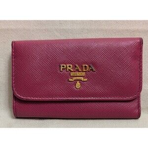 PRADA Pink Leather Key Case 6 Key Holder